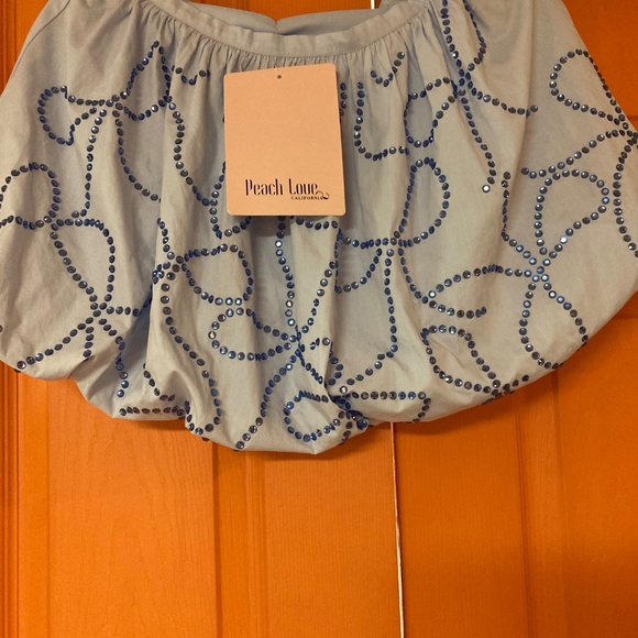 NWT Peach Love Pale Blue Rhinestone Balloon Mini Skirt Sz XS/S - Picture 3 of 4